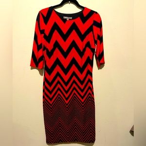 NWOT Kalijati Womens 3/4 Multicolor Herringbone Geometric Dress Size MEDIUM